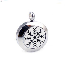 Fashion stainless steel Christmas snowflake perfume locket pendant jewelry